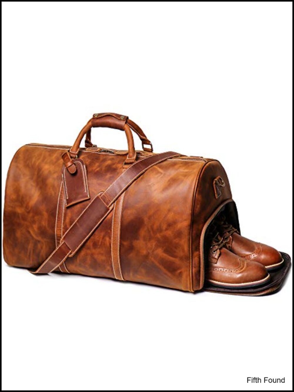 24in Leather Travel Weekender Duffel Bag Carry-On Luggage